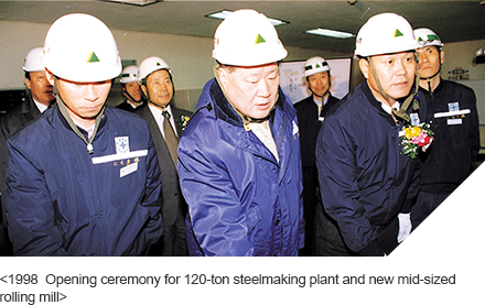 <1998  Opening ceremony for 120-ton steelmaking plant and new mid-sized rolling mill>